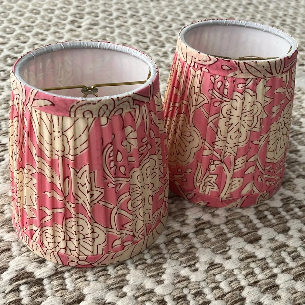 Pink Cream Floral Clip Lampshades - Picture 3 of 4